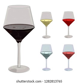 vector image of a glass with water and wine