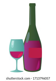 
vector image of glass of wine and bottle