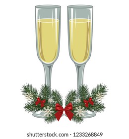 Vector image of glasses of champagne.