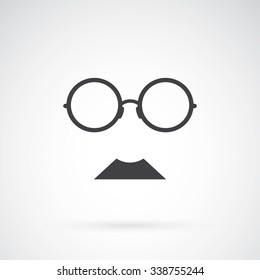 Vector image of an glasses and mustache on white background