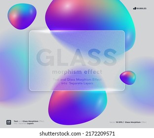 Vector image in the glassmorphism style  Translucent plate bank card and grain texture  frosted glass   abstract shapes  Place for your text 