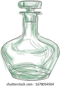 Vector image of an glassware. For medicine, perfumes, drinks. Universal image, shades of green