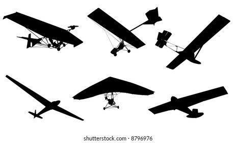 vector image of gliders and hang glider