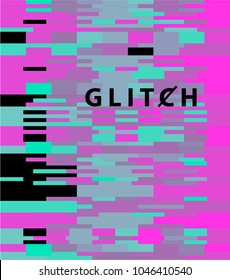 Vector image of glitched screen of networking computer with noise and random colorful pixels.