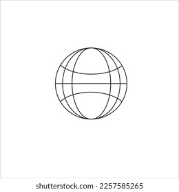 Vector image of globe, black color, white background
