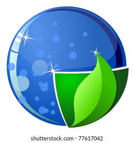 Vector image of the globe with parts of water and land