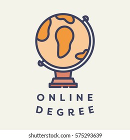 Vector image of globe with text online degree against white background