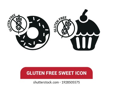 Vector image. Gluten free donut and cupcake icon.