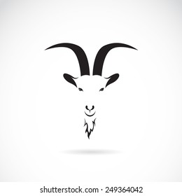 Vector image of goat head on white background, Vector goat for your design.