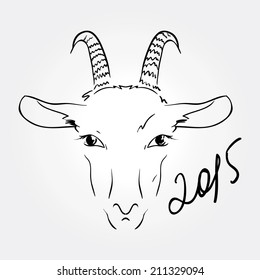 Vector image of an goat (serow) - symbol of 2015 year