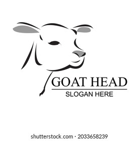 Vector image of goat's head with black lines