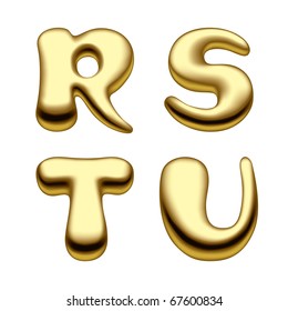 Vector image of gold alphabet capital letters