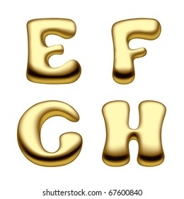 Vector image of gold alphabet capital letters