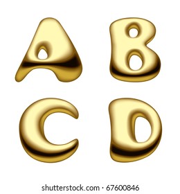 Vector image of gold alphabet capital letters