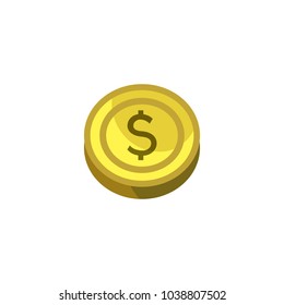 Vector image of gold coin. Dollar coin. Universal use. Original image. Isolated image.