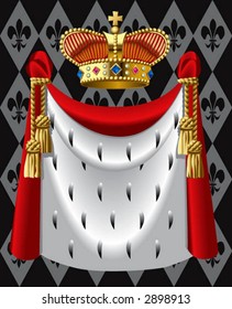 Vector image of the gold crown and a mantle