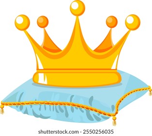 Vector image of a gold crown on a pillow