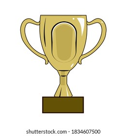 Vector image of a gold cup, an image of a victory symbol, blank for awarding a winner, a gift for a winner in a competition, template for advertising and design.