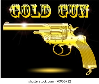The vector image of a gold revolver