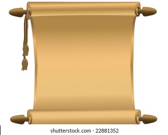 Vector image of gold scroll with tassels. Add your own text, announcements etc.
