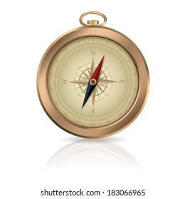 Vector image of gold shiny metalic Compass