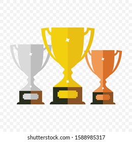vector image of gold, silver and bronze cups for competitions