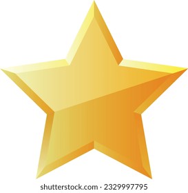Imagen vectorial de estrella dorada como metal con relieve aislado.