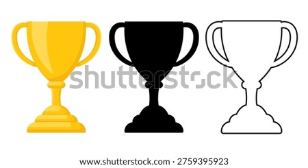 Vector image of a gold trophy cup. Award and prize concept on an isolated background. Element for your business design: a symbol of a championship sporting event.