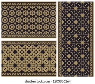 Vector image of the Golden pattern, for various designs in Oriental style. The pattern is divided into sections for easy work with the vector.