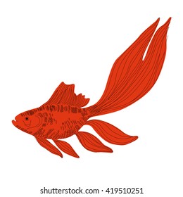 Vector image with goldfish. 