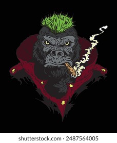 Vector image of a gorilla in the dark of night