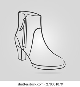 Vector image of a graceful female boots on the heels