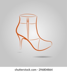 Vector image of a graceful female boots on the heels
