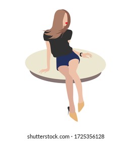 Vector image of a graceful girl in a flat style. To create stylish illustrations, postcards, posters, phone cases, notebooks, and clothing prints