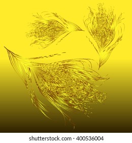 vector image with gradient background golden feathers fall. eps10.  Gold  shiny background.