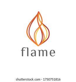 Vector image of gradient smooth orange, yellow, red lines - flames of fire. Template for abstract logo, identity, fire hot icon.