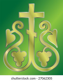 vector image of Grapes Christian Holy cross