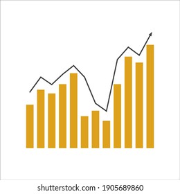 vector image of a graph with an ascending arrow on a white background