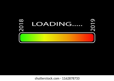 Vector image. Graphic loading scale new 2019, black background