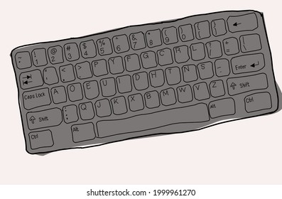 Vector image of gray computer keyboard