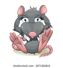 Vector image of a gray mouse. Cartoon style. EPS 10