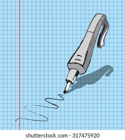 Vector image of gray pen writing on paper.