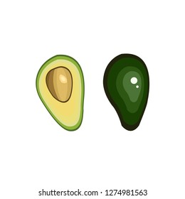 Vector image of green avocado. Avocado with half avocado on a white background. - Vector