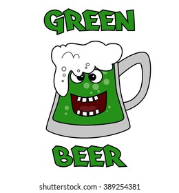 Vector image of a green beer mug in honor of St. Patrick's Day