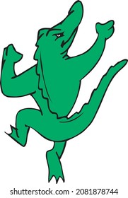 Vector Image of Green Crocodile Playing Sports

