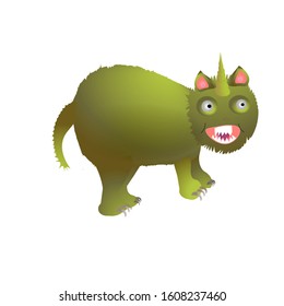 vector image of green funny monster 