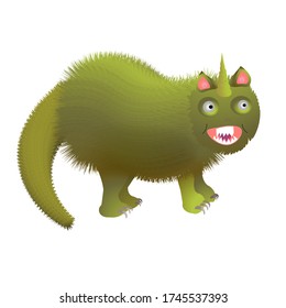 imagen vectorial de un monstruo de pelaje verde