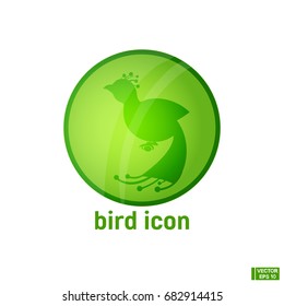 Vector image. Green icon with silhouette of a bird.
