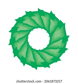 Imagen vectorial de hojas verdes formando un anillo.