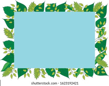 Vector image of Green Leaves Frame for logotype, banner, magazine, poster, decoration, postcard, greeting card. Green Leaves Frame background illustration. EPS 10. 